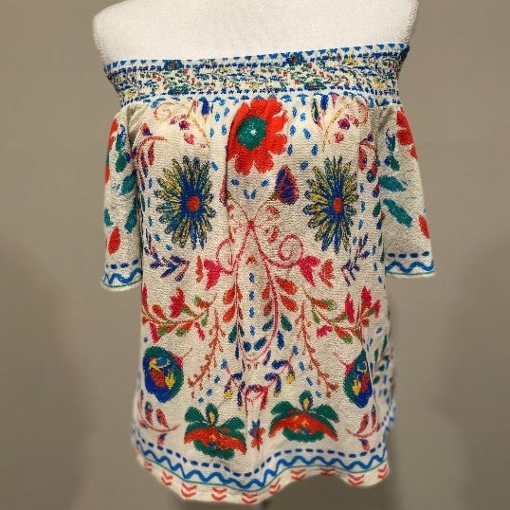 Flying Tomato Off the Shoulder Top M Floral